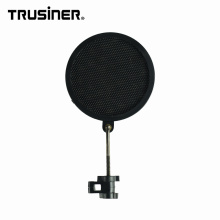 Bouclier de masque de filtre anti-vent flexible pour microphone avec clip de support